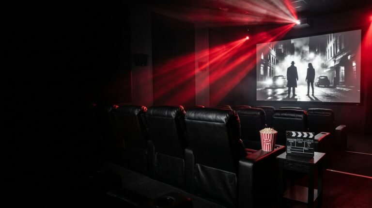 Tele Latino Movies en un cine en casa con palomitas