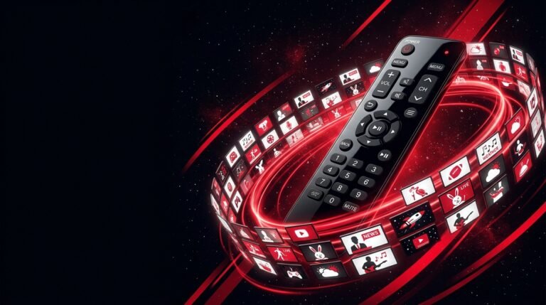Control remoto rodeado de canales de TV en Tele Latino Channels List
