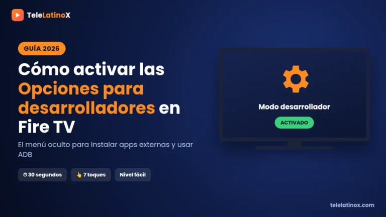 Opciones para desarrolladores Fire TV activadas en el menú Mi Fire TV